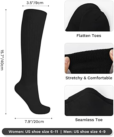 Чорапи на џомички Слауч за жени, дополнителни долги жени чорапи, бело рангирани чорапи со големина 6-11