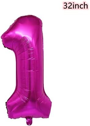 Џиновски големи розови црвени број 1 балони ， 1 -ви детска забава за украсување на балони за украсување на детска забава за роденденска