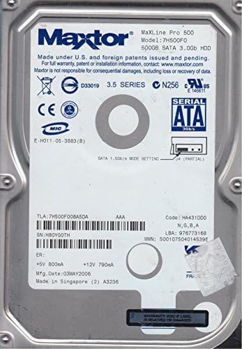 7H500F0, Код HA431DD0, NGBA, Maxtor 500GB SATA 3.5 Хард Диск