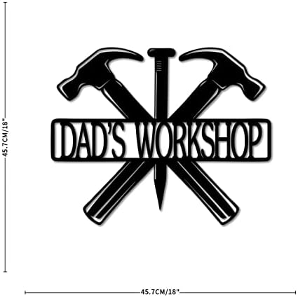 Црно персонализирано име метал виси знак за татковци, работилница за знаци на челик за дневна соба за дневна соба трпезарија 18in 18in
