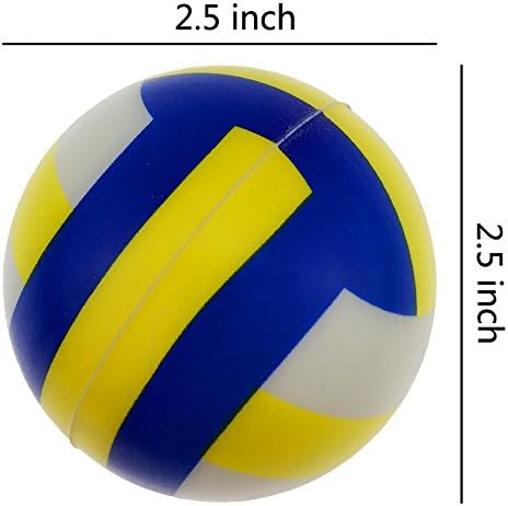 Akusety Mini Sports Stress Stress Tols Одбојка Забава, 12-пакувачка топка од пена 2,5 ”Опуштено олеснување на стресот Стискајте топки