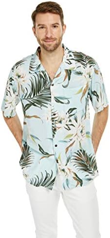 Соодветна двојка Хавајска Луау кошула или шпагети каиш врвот во Wispy Cereus светло сино