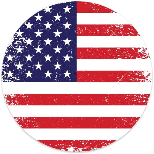 Налепници За Американско Знаме 4, 75х4, 75 инчи-Направени Во САД - Потресена, Патриотска Налепница За Тркалезно Знаме Од Винил За