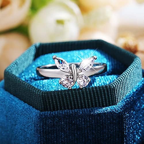 Жени свадбени прстени мода пеперутка цирконија дијамантски прстен женски моден ангажман прстен накит подароци венчален прстен