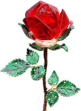 Џингшиј Кристално Црвена Роза Цветни Фигурини За Засекогаш Љубов Стакло Хартија Занает Со Цвет Кристално Флаширање Подароци За Денот