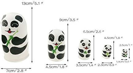 Зимски црв 5.1 ”цртан филм Панда Руски дрвени гнездење кукли за деца рачно изработени бои кои редат играчки матриошки кукли 5 парчиња панда мечка забава за култура н