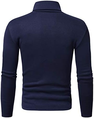 Zdfer Men's Turtleneck Pullover Sweatshirt, долги ракави со цврста боја кошули се протегаат тенок вклопување на врвот џемпер за мажи хавајски