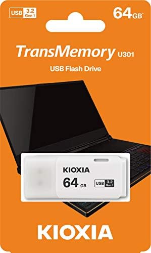 Киоксија U301 Трансмеморија 64GB USB3. 2 Генерал 1 Флеш Диск Пренослив ПОДАТОЦИ ДИСК USB Стап Бела LU301W064GG4