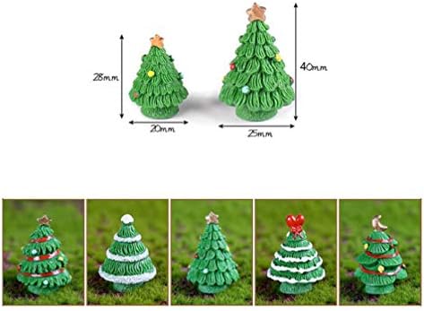 Happyyami Домашна Декорација 8 парчиња мини Божиќни Орнаменти Минијатурна Елка Смола Божиќна Торта Фигурини Божиќни Украси Божиќен Декор