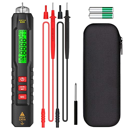 Мултиметар од типот на пенкало, паметен Miltimeter Digital Suettla A3x Електричен тестер со капацитивност на континуитет на отпорност на напон