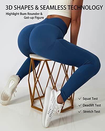 Хеланки за жени непрекинато ѓубре со ребрести тренингот со високи половини јога панталони насмевка контура на задникот за кревање спортски хулахопки