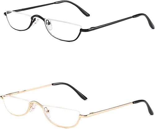 Reavee 4 пакувања половина леќи за читање очила за жени ретро дизајнерска легура пролетна шарка метална рамка половина читатели на месечина