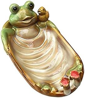 Rikxz жаба форма сапун држач за сапун американски пастирски стил, симпатична животинска керамика маса сапун сунѓер за бања, мијалник за кујна, хотел, украсни украси
