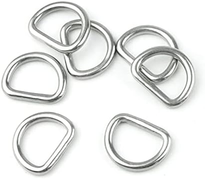 Хаминелер 30 парчиња 3мм дебелина од не'рѓосувачки челик заварен метал Д-прстени метал Д прстен за хардверски кеси прстени за кучиња