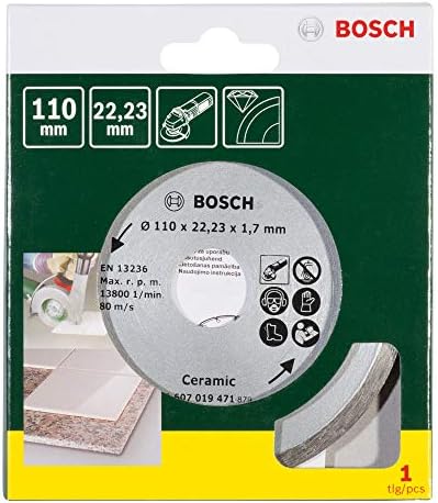 Bosch Home and Garden 2607019471 Диск за сечење на дијаманти за плочки, дијаметар 110 mm, металик, сребро