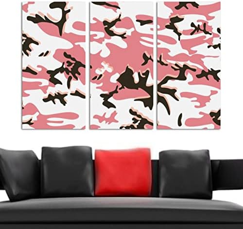 Wallидна уметност за дневна соба, шарена маскирна розова црна шема врамена декоративна масло за сликање постави декоративни модерни уметнички