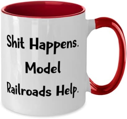 Инспиративни модели на железнички пруги, се случуваат срања. Помош за модел на железнички пруги, роденден со два тона 11oz кригла за модели железнички пруги, подароци